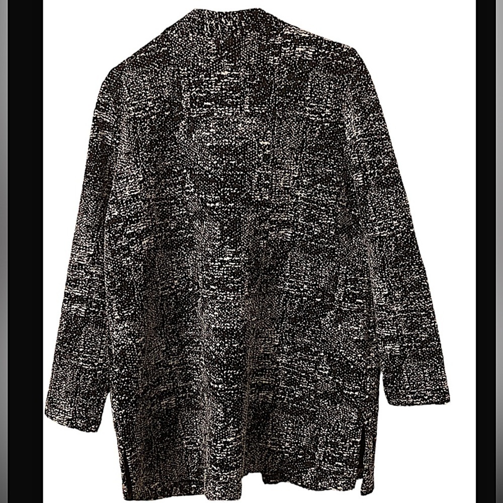 Ciara Sun Woo Black & White Open Front Long Sleeves Cardigan Long Sweater - Picture 2 of 6